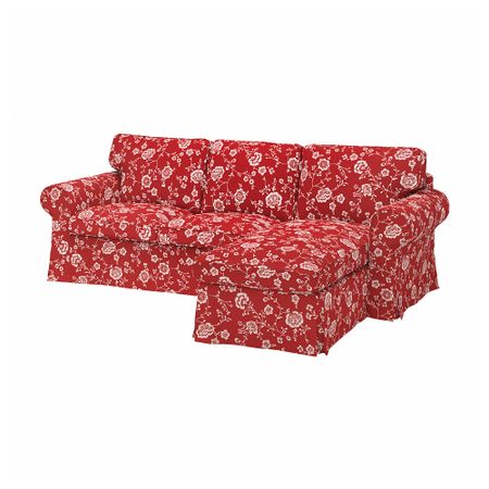 3-местный диван с козеткой, Virestad красный, белый IKEA EKTORP ЭКТОРП 493.200.81