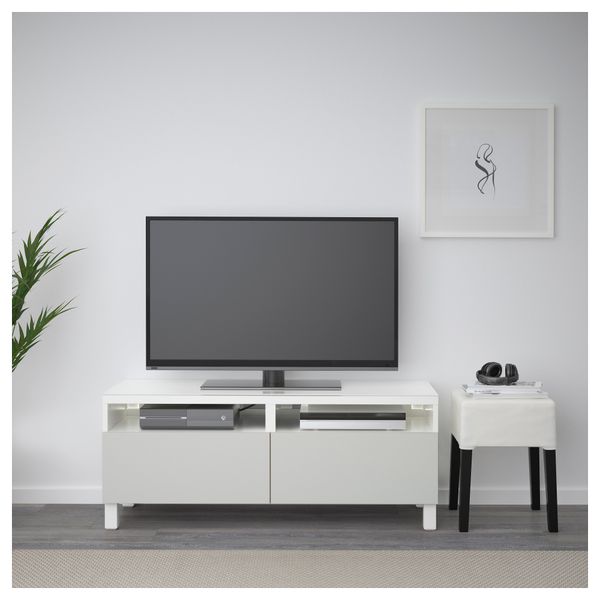 Тумба для ТВ с ящиками БЕСТО, белый, Лаппвикен светло-серый (120x40x48 см) - фото 2