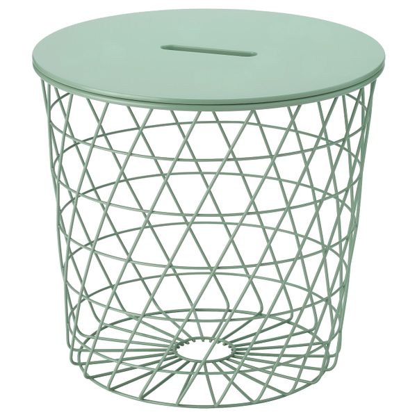 Столик с отделениями для хранения, светлый серо-зеленый 44 см IKEA KVISTBRO КВИСТБРУ 304.853.26 - фото 1