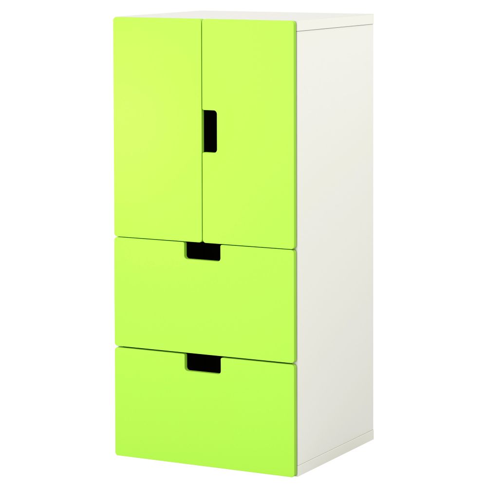 Комбинация для хранения с дверцами, ящиками СТУВА, белый, зеленый (60x50x128 см) - фото 1