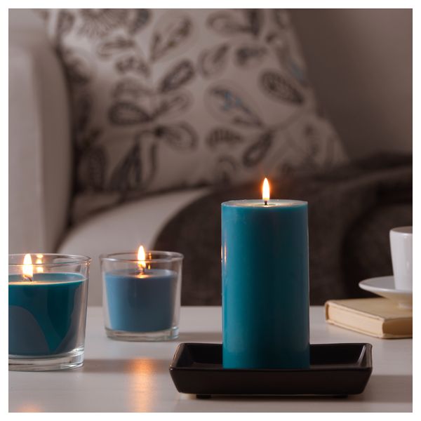 Формовая свеча, ароматическая СИНЛИГ, морской бриз, бирюзовый (14 см) - схема-чертеж с размерами