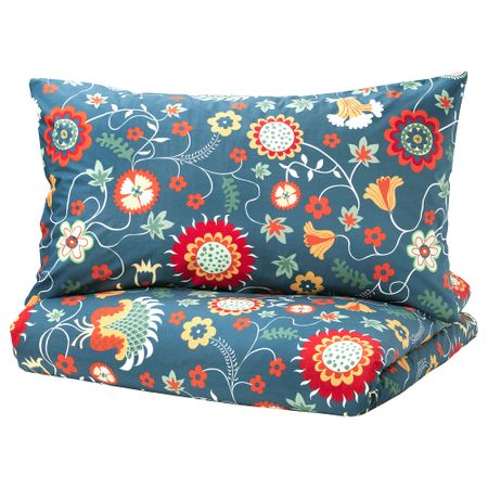 Пододеяльник и 2 наволочки РОЗЕНРИПС, синий с рисунком