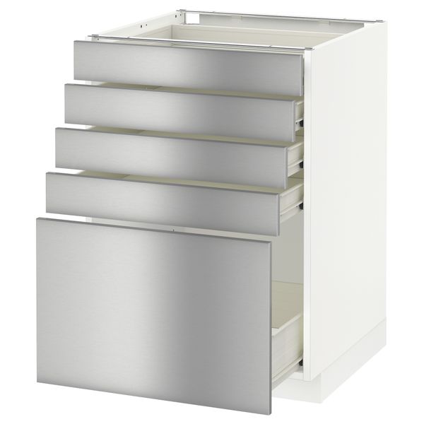Напольный шкаф с 5 ящиками МЕТОД / ФОРВАРА, белый, Гревста нержавеющ сталь - схема-чертеж с размерами