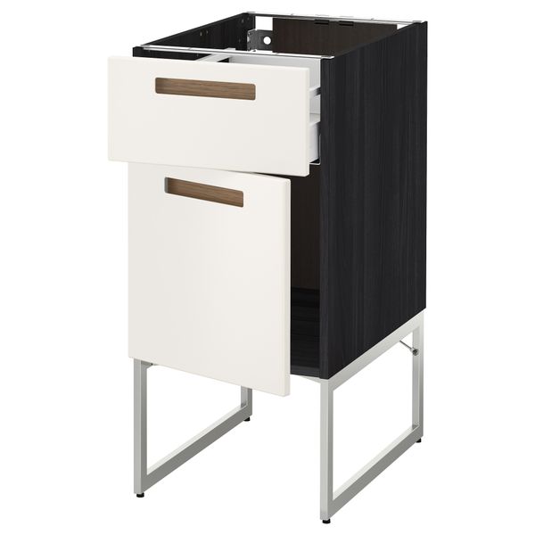 Напольный шкаф с ящиком, дверью МЕТОД / МАКСИМЕРА, черный, Мэрста белый - схема-чертеж с размерами