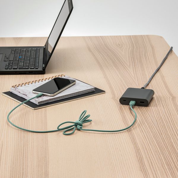 Кабель USB тип А – lightning, текстиль/серо-бирюзовый 1.50 м IKEA LILLHULT ЛИЛЛЬХУЛЬТ 504.928.68 - схема-чертеж с размерами