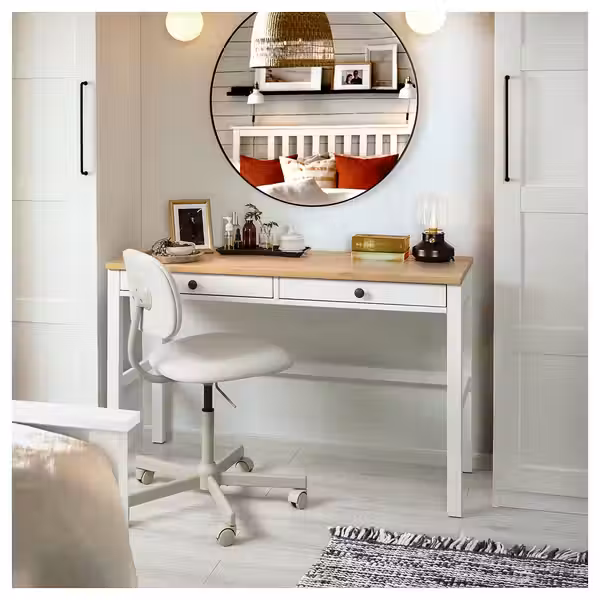 HEMNES Стол с 2 ящиками - белая морилка/светло-коричневый 120x47 см - фото 2