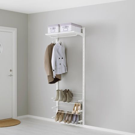 Настенная шина, полки, полка для/обуви, белый 66x41x199 см IKEA АЛЬГОТ 292.764.37