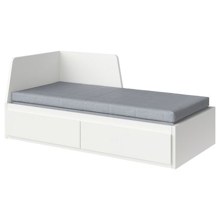FLEKKE Кушетка с 2 матрасами/2 ящиками - белый/Ågotnes жесткий 80x200 см