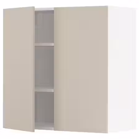 METOD Навесной шкаф с полками/2дверцы - белый/Havstorp бежевый 80x80 см