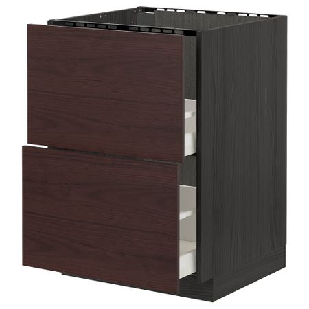 Напольный шкаф под мойку + 2 фронтальных панель, 2 ящика, 60x60 cm IKEA METOD МЕТОД, MAXIMERA МАКСИМЕРА 093.341.03