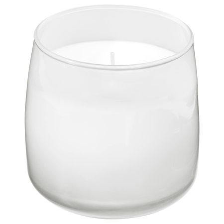 Ароматическая свеча в стакане, Белые пляжи/белый 9 см IKEA AVLÄGGA АВЛЭГГА 704.977.99