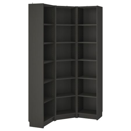 Стеллаж угловая комбинация, 95, 95x28x202 см, черно-коричневый IKEA BILLY БИЛЛИ 793.959.37