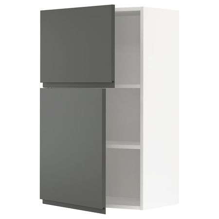 METOD Навесной шкаф с полками/2дверцы - белый/Voxtorp темно-серый 60x100 см