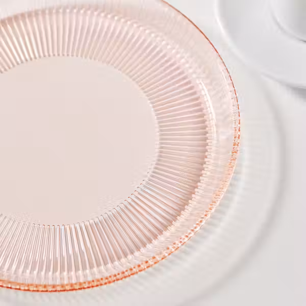 HAVSGÄDDA ХАВСГЭДДА Тарелка десертная - орнамент «полоска»/розовый 21 см - фото 4
