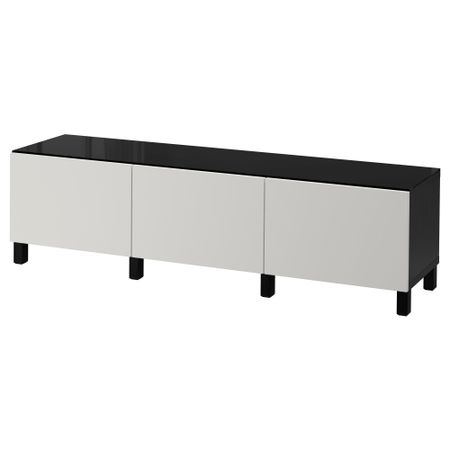 Комбинация для хранения с ящиками БЕСТО, черно-коричневый, Лаппвикен светло-серый (180x40x48 см)