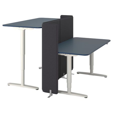 Стол-трансформер с экраном, линолеум синий, белый 160x160 120 см IKEA БЕКАНТ 692.892.92