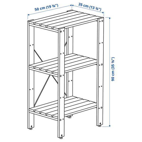 Стеллаж, для сада, 50x35x90 см, коричневая морилка IKEA TORDH ТУРД 293.161.79 - схема-чертеж с размерами