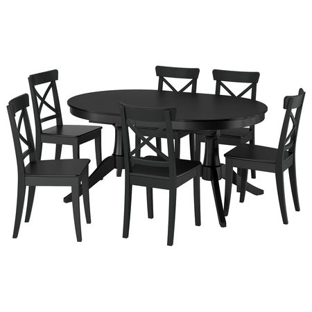 ROSENTORP / ROSENTORP Стол и 6 стульев - чёрный/чёрный 160/215x110 см