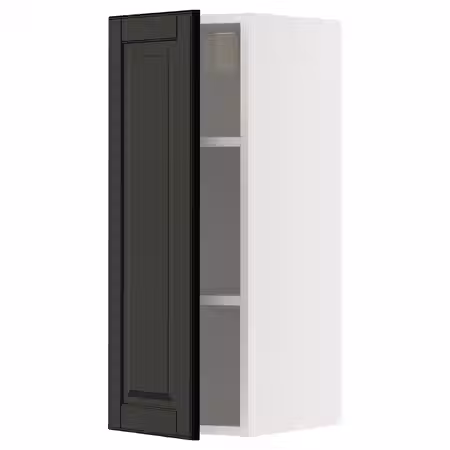 METOD Навесной шкаф с полками - белый/Bodbyn чёрный 30x80 см