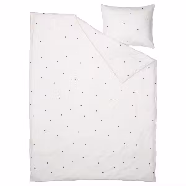 VÄNKRETS Пододеяльник и наволочка - орнамент «точки» белый/розовый 150x200/50x60 см - фото 2