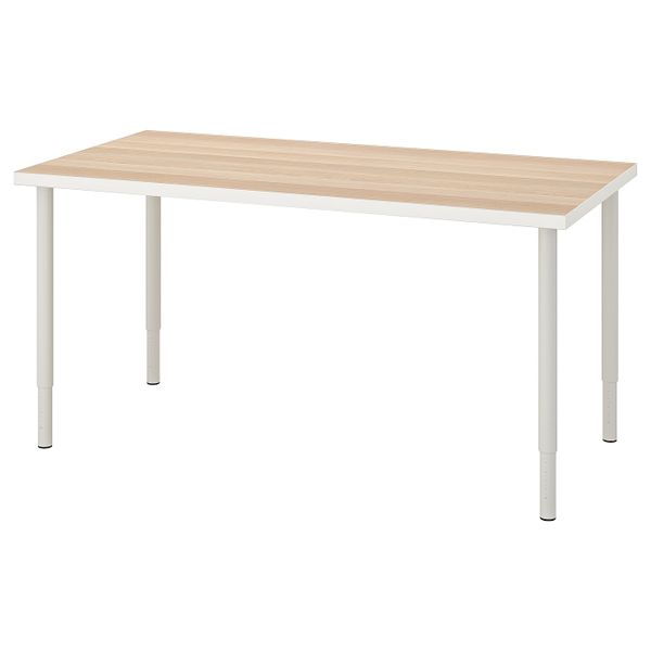 Стол, белый под беленый дуб/белый 150x75 см IKEA LINNMON ЛИННМОН / OLOV ОЛОВ 393.296.90 - фото 1