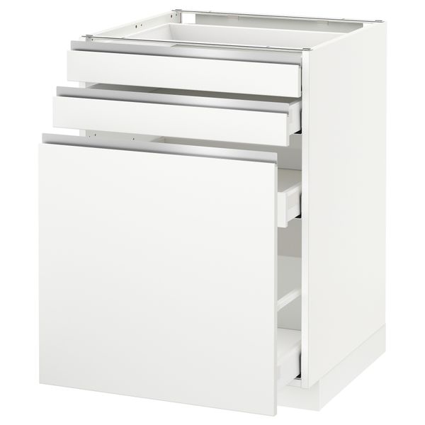 Напольный шкаф с выдвижными модулями, 2 фронтальные панели МЕТОД / МАКСИМЕРА, белый, Нодста белый - схема-чертеж с размерами
