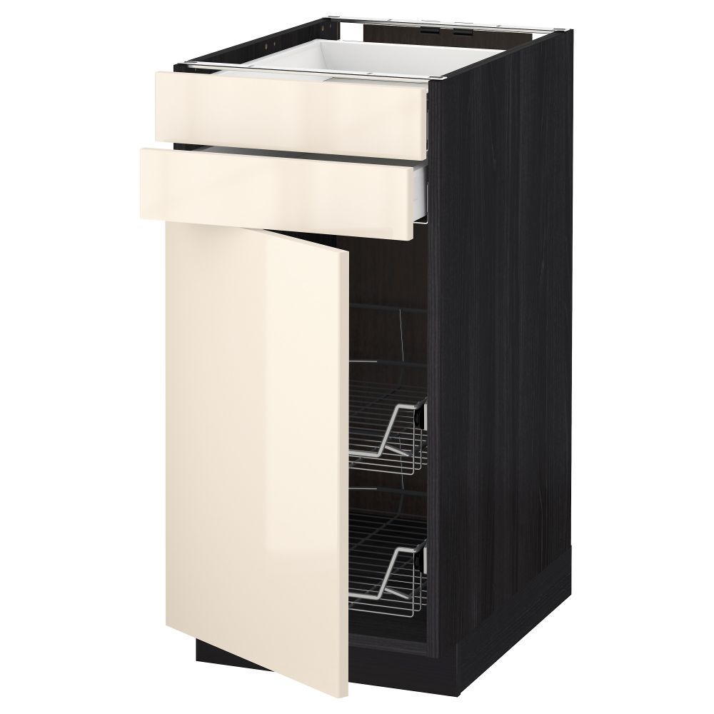 Напольный шкаф, дверца, 2 ящика, проволочных корзин МЕТОД / МАКСИМЕРА, черный, Рингульт кремовый - схема-чертеж с размерами