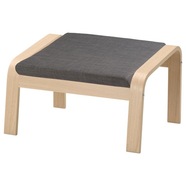 Табурет для ног, дубовый шпон, беленый/Шифтебу темно-серый IKEA POÄNG ПОЭНГ 093.984.68 - фото 1