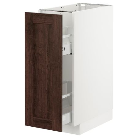 Напольный шкаф, выдвижной внутри элем, белый/Эдсерум коричневый 30x60 см IKEA METOD МЕТОД 693.020.24