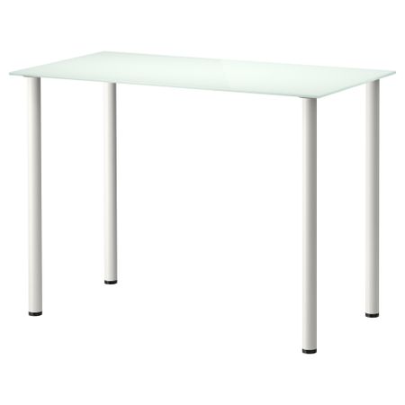 Стол ГЛАСХОЛЬМ / АДИЛЬС, стекло белый, белый (99x52 см)