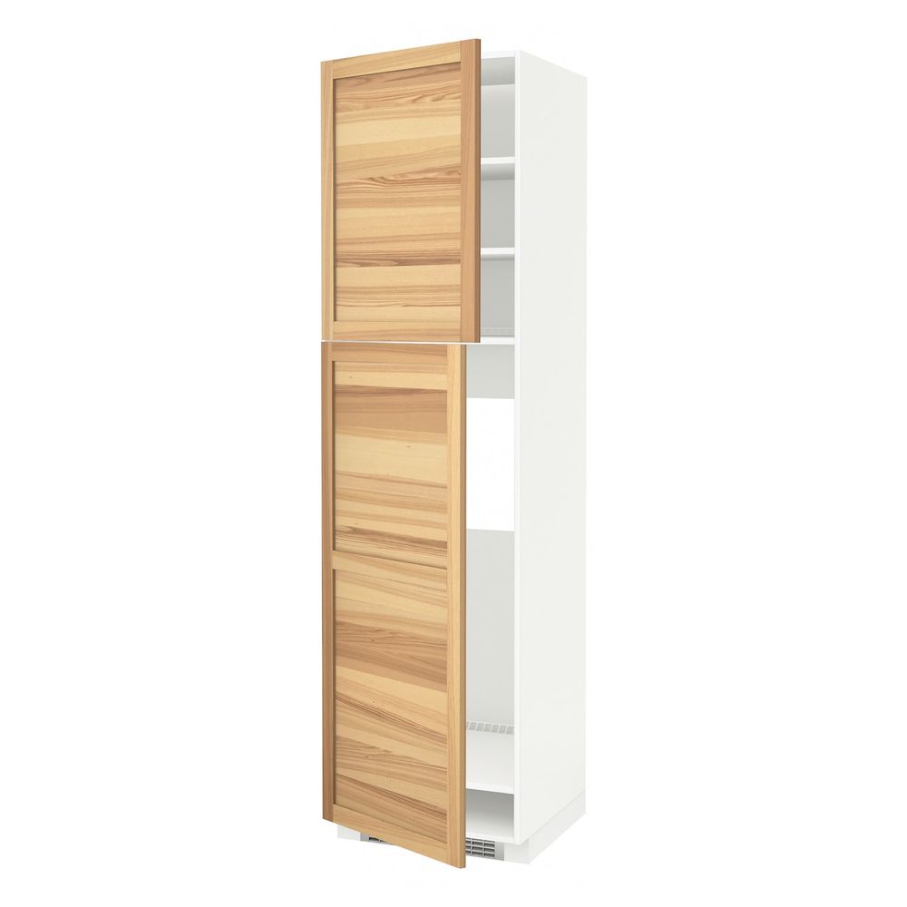 Высокий шкаф для холодильника/2дверцы, белый/Торхэмн ясень 60x60x220 см IKEA METOD МЕТОД 594.453.54 - схема-чертеж с размерами