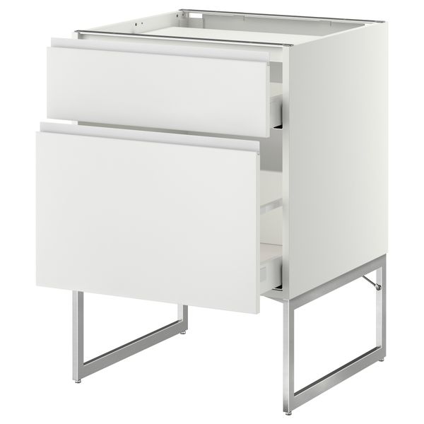 Напольный шкаф, 2 фронтальных панели, 3 ящика МЕТОД / МАКСИМЕРА, белый, Нодста белый - схема-чертеж с размерами