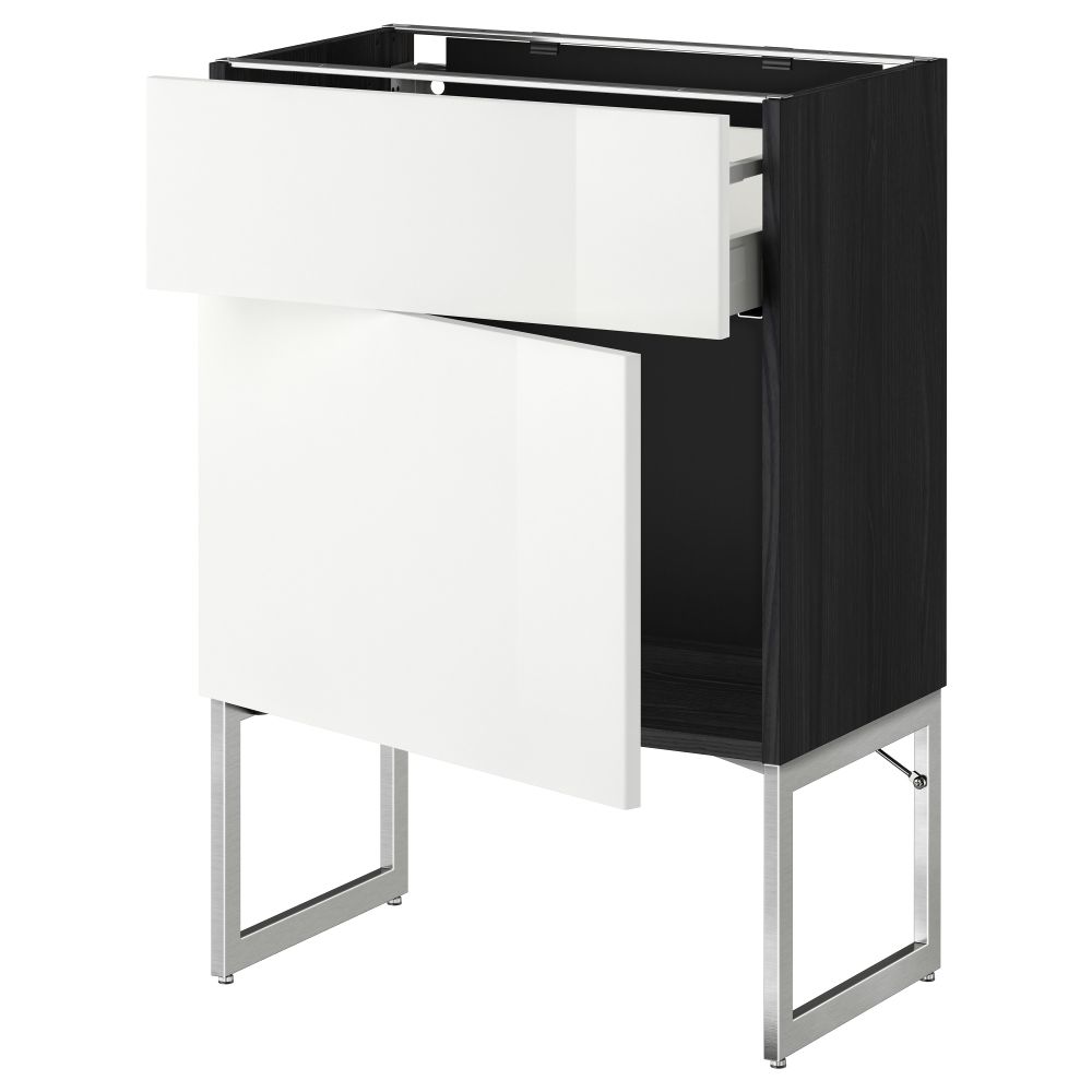 Напольный шкаф с ящиком, дверью МЕТОД / МАКСИМЕРА, черный, Рингульт белый - схема-чертеж с размерами