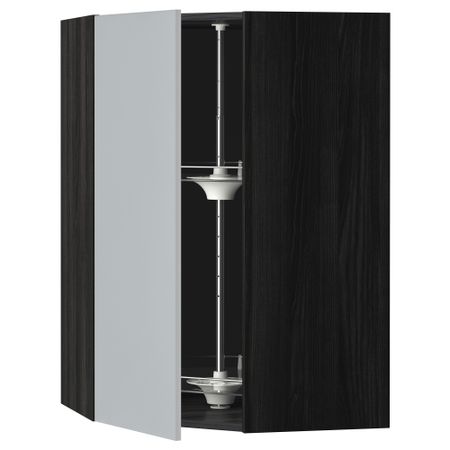 Угловой навесной шкаф с вращающейся секцией МЕТОД, черный, Веддинге серый