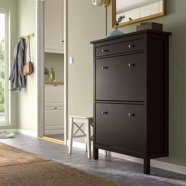 HEMNES Галошница с 2 отделениями - черно-коричневый 89x30x127 см - фото 10