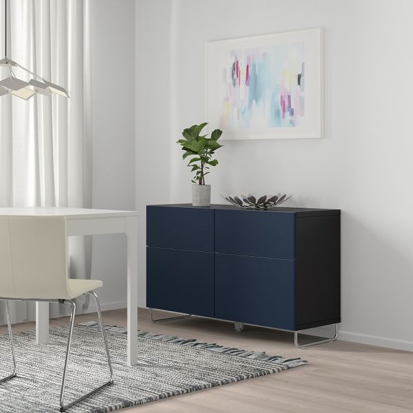 Комбинация для хранения с дверцами/ящ, черно-коричневый/нотвикен/суларп синий 120x42x74 см IKEA BESTÅ БЕСТО 193.019.65 - фото 2