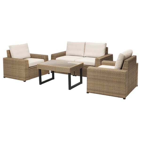 4-местный комплект садовой мебели, коричневый/ФРЁСЁН/ДУВХОЛЬМЕН бежевый IKEA SOLLERÖN СОЛЛЕРОН 692.568.71 - фото 1