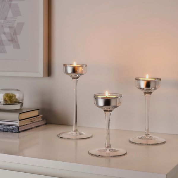 Набор подсвечников, 3штуки, прозрачное стекло IKEA БЛОМСТЭР 404.079.36 - фото 5