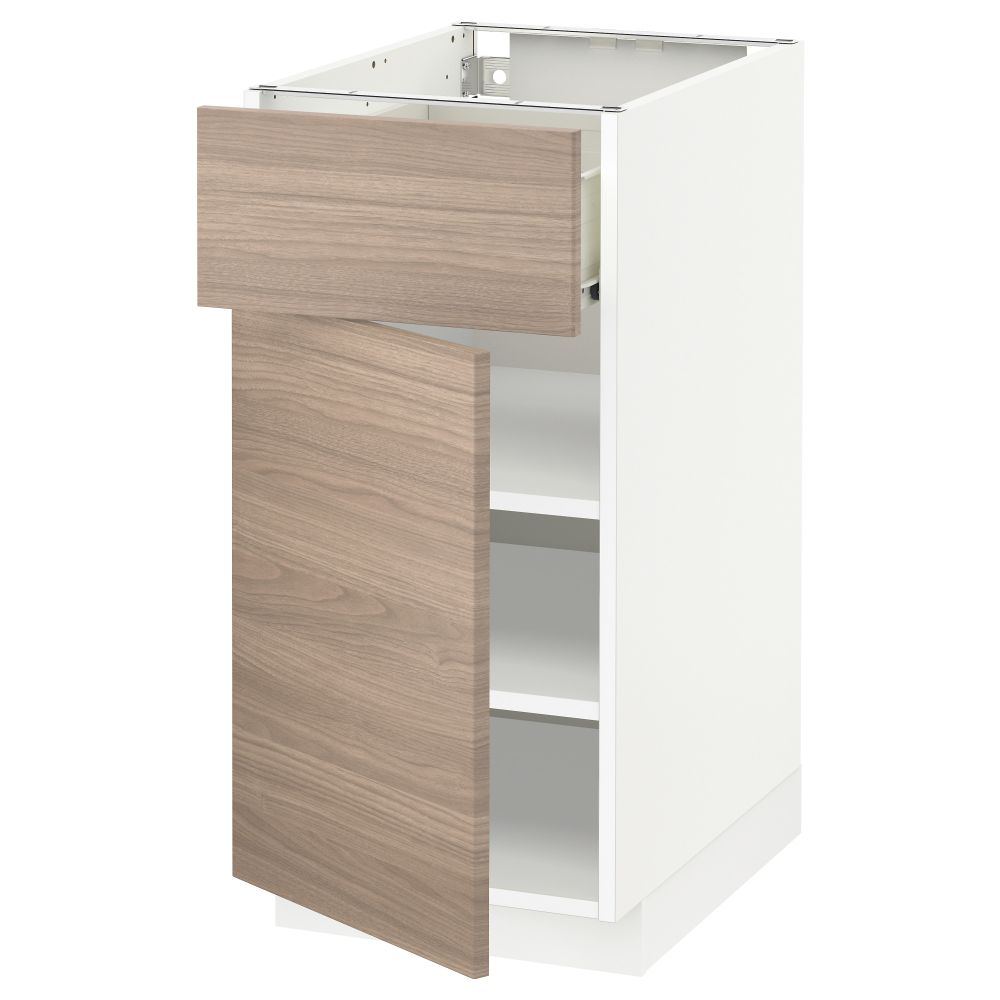 Напольный шкаф с ящиком, дверью МЕТОД / ФОРВАРА, белый, Брокхульт светло-серый - схема-чертеж с размерами