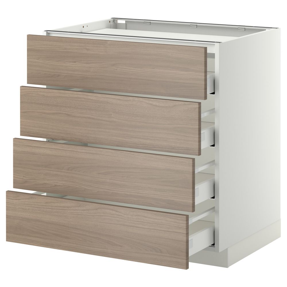 Напольный шкаф, 4 фронтальных панели, 4 ящика МЕТОД / МАКСИМЕРА, белый, Брокхульт светло-серый - фото 1