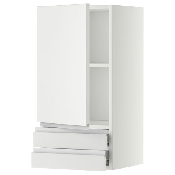 Навесной шкаф с дверцей, 2 ящика МЕТОД / ФОРВАРА, белый, Нодста белый - фото 1