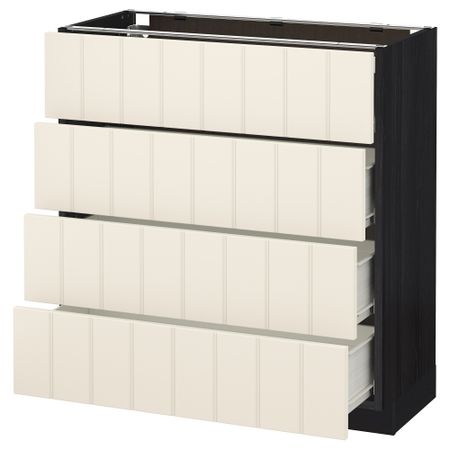 Напольный шкаф 4 фронтальных панели, 4 ящика МЕТОД / ФОРВАРА, черный, Хитарп белый с оттенком