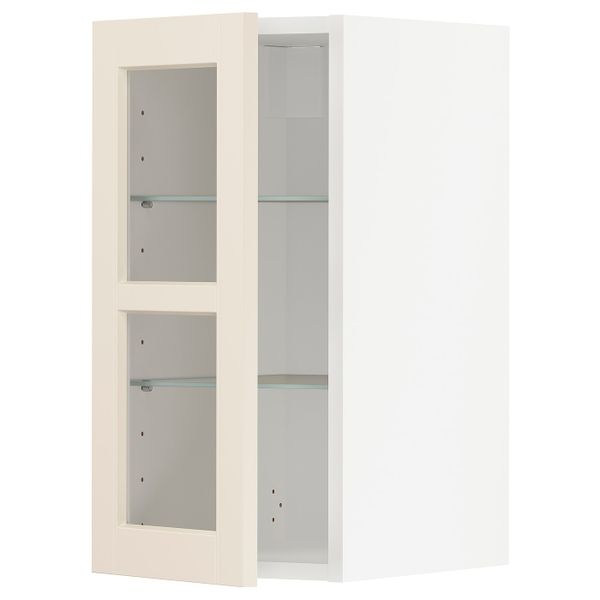 Навесной шкаф с полками, стекляными дв, белый/Хитарп белый с оттенком 30x60 см IKEA METOD МЕТОД 193.007.82 - схема-чертеж с размерами