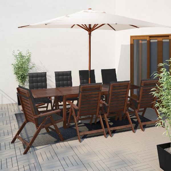 Стол+8кресел,д/сада, коричневая морилка/Холло черный IKEA ÄPPLARÖ ЭПЛАРО 492.289.59 - фото 2