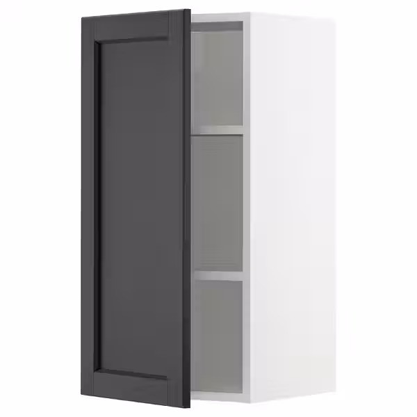 METOD Навесной шкаф с полками - белый/Lerhyttan черная морилка 40x80 см - фото 1