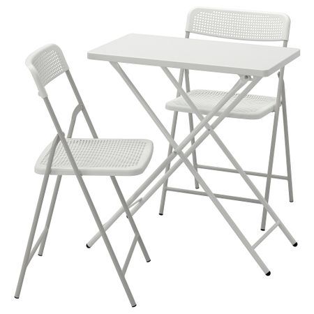 Садовый Стол + 2 складных стула, белый, белый, серый, 70x42 см IKEA TORPARÖ ТОРПАРЁ 394.948.64