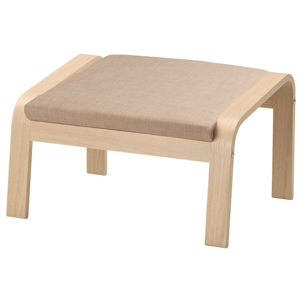 Табурет для ног, дубовый шпон, беленый/Шифтебу бежевый IKEA POÄNG ПОЭНГ 293.984.67 - фото 1