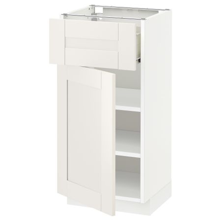 Напольный шкаф с ящиком, дверью МЕТОД / ФОРВАРА, белый, Сэведаль белый