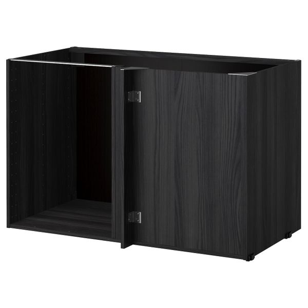 Каркас напольного шкафа углового, под дерево черный 128x68x80 см IKEA МЕТОД 003.679.42 - схема-чертеж с размерами