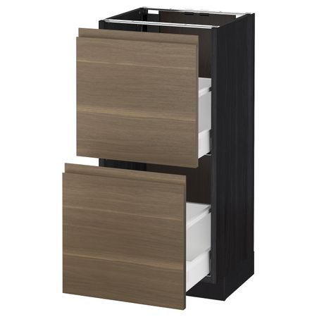 Напольный шкаф с 2 ящиками, черный/Воксторп грецкий орех 40x37 см IKEA МЕТОД / МАКСИМЕРА 592.387.12